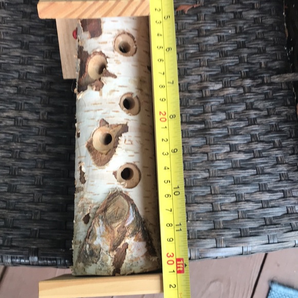 Wood bird feeder/log decor or for use. Peanuts/suet can be placed in the holes. - Picture 7 of 7
